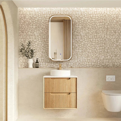 OTTI - Byron Fluted 600mm Woodland Oak Wall Hung Vanity-Vanities-from our-Otti-supplier–available at Bathroom City Perth