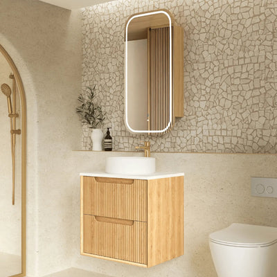 OTTI - Byron Fluted 600mm Woodland Oak Wall Hung Vanity-Vanities-from our-Otti-supplier–available at Bathroom City Perth