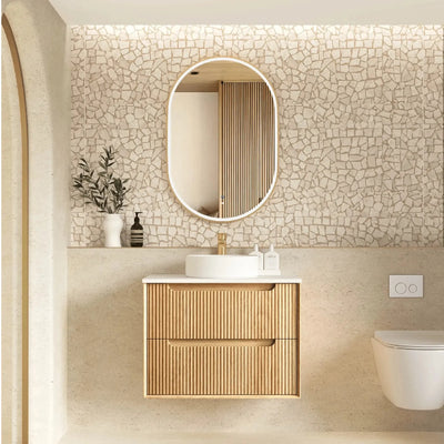 OTTI - Byron Fluted 750mm Woodland Oak Wall Hung Vanity
