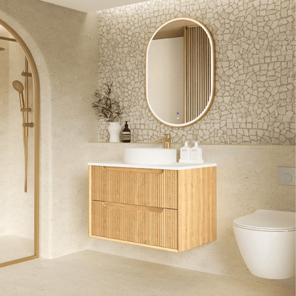OTTI - Byron Fluted 750mm Woodland Oak Wall Hung Vanity - Vanities - from our - Otti - supplier–available at Bathroom City Perth