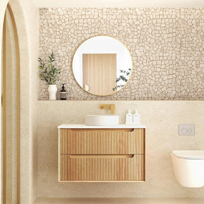 OTTI - Byron Fluted 900mm Woodland Oak Wall Hung Vanity-Vanities-from our-Otti-supplier–available at Bathroom City Perth