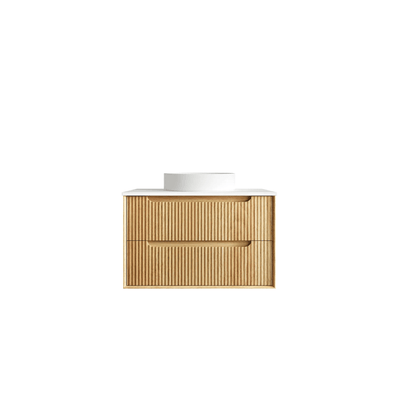 OTTI - Byron Fluted 900mm Woodland Oak Wall Hung Vanity - Vanities - from our - Otti - supplier–available at Bathroom City Perth