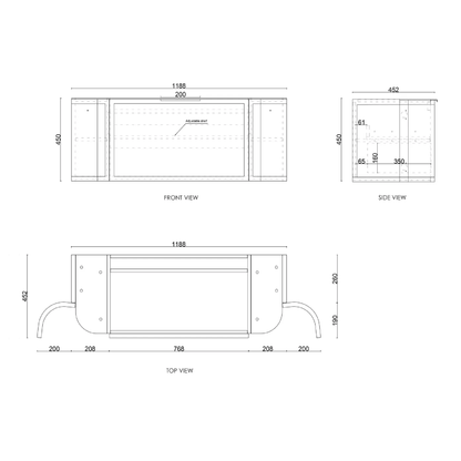OTTI - Hampshire 1200mm Satin Black Wall Hung Curve Vanity - Vanities - from our - Otti - supplier–available at Bathroom City Perth