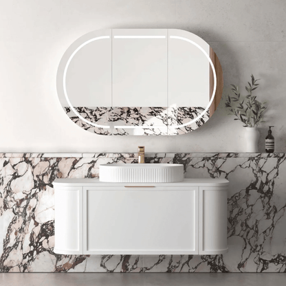 OTTI - Hampshire 1200mm Satin White Wall Hung Curve Vanity - Vanities - from our - Otti - supplier–available at Bathroom City Perth