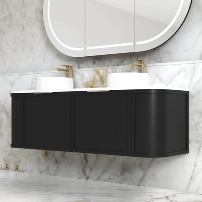 OTTI - Hampshire 1500mm Satin Black Wall Hung Curve Vanity - Vanities - from our - Otti - supplier–available at Bathroom City Perth