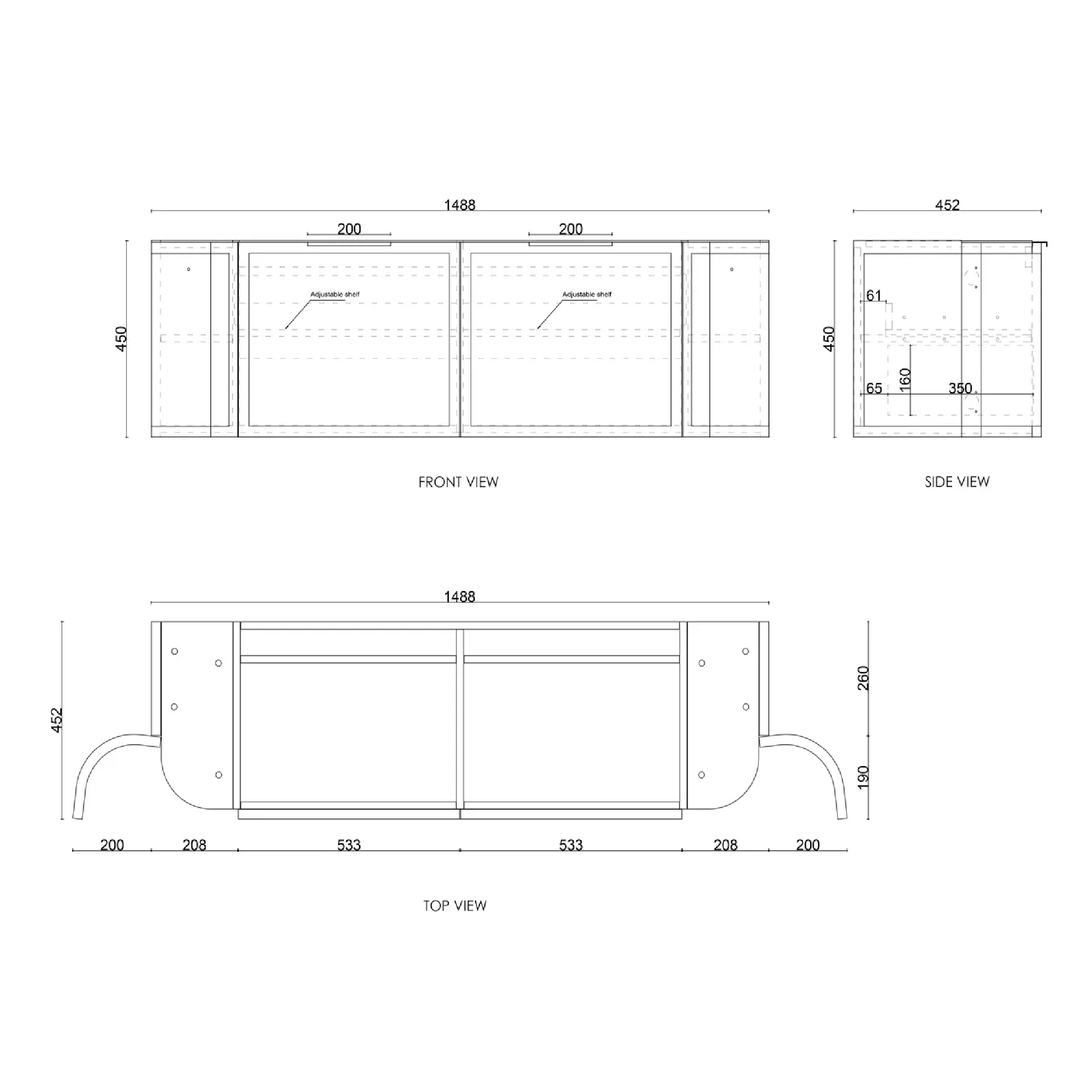 OTTI - Hampshire 1500mm Satin Black Wall Hung Curve Vanity - Vanities - from our - Otti - supplier–available at Bathroom City Perth