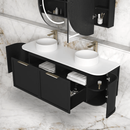 OTTI - Hampshire 1500mm Satin Black Wall Hung Curve Vanity - Vanities - from our - Otti - supplier–available at Bathroom City Perth