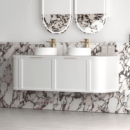 OTTI - Hampshire 1500mm Satin White Wall Hung Curve Vanity - Vanities - from our - Otti - supplier–available at Bathroom City Perth