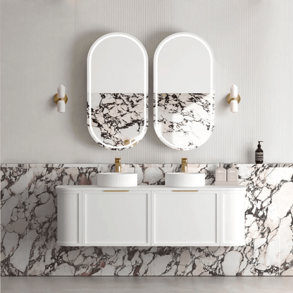OTTI - Hampshire 1500mm Satin White Wall Hung Curve Vanity - Vanities - from our - Otti - supplier–available at Bathroom City Perth