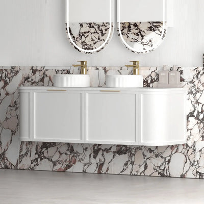 OTTI - Hampshire 1500mm Satin White Wall Hung Curve Vanity-Vanities-from our-Otti-supplier–available at Bathroom City Perth