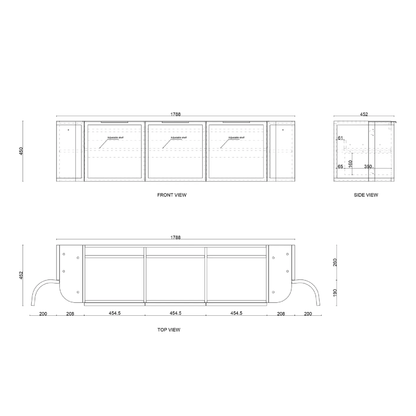 OTTI - Hampshire 1800mm Satin Black Wall Hung Curve Vanity - Vanities - from our - Otti - supplier–available at Bathroom City Perth