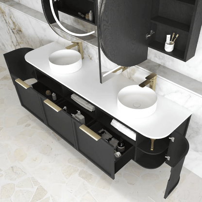 OTTI - Hampshire 1800mm Satin Black Wall Hung Curve Vanity - Vanities - from our - Otti - supplier–available at Bathroom City Perth