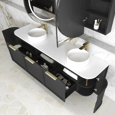 OTTI - Hampshire 1800mm Satin Black Wall Hung Curve Vanity-Vanities-from our-Otti-supplier–available at Bathroom City Perth