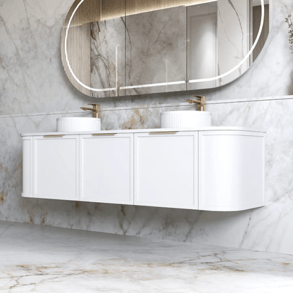 OTTI - Hampshire 1800mm Satin White Wall Hung Curve Vanity - Vanities - from our - Otti - supplier–available at Bathroom City Perth