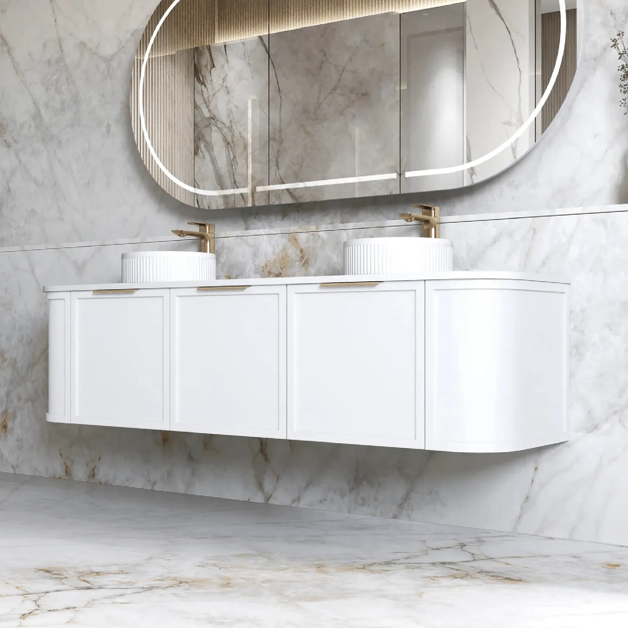 OTTI - Hampshire 1800mm Satin White Wall Hung Curve Vanity-Vanities-from our-Otti-supplier–available at Bathroom City Perth