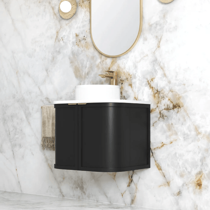 OTTI - Hampshire 600mm Satin Black Wall Hung Curve Vanity - Vanities - from our - Otti - supplier–available at Bathroom City Perth