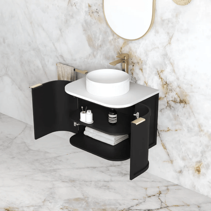 OTTI - Hampshire 600mm Satin Black Wall Hung Curve Vanity - Vanities - from our - Otti - supplier–available at Bathroom City Perth