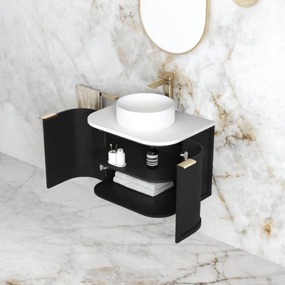 OTTI - Hampshire 600mm Satin Black Wall Hung Curve Vanity-Vanities-from our-Otti-supplier–available at Bathroom City Perth