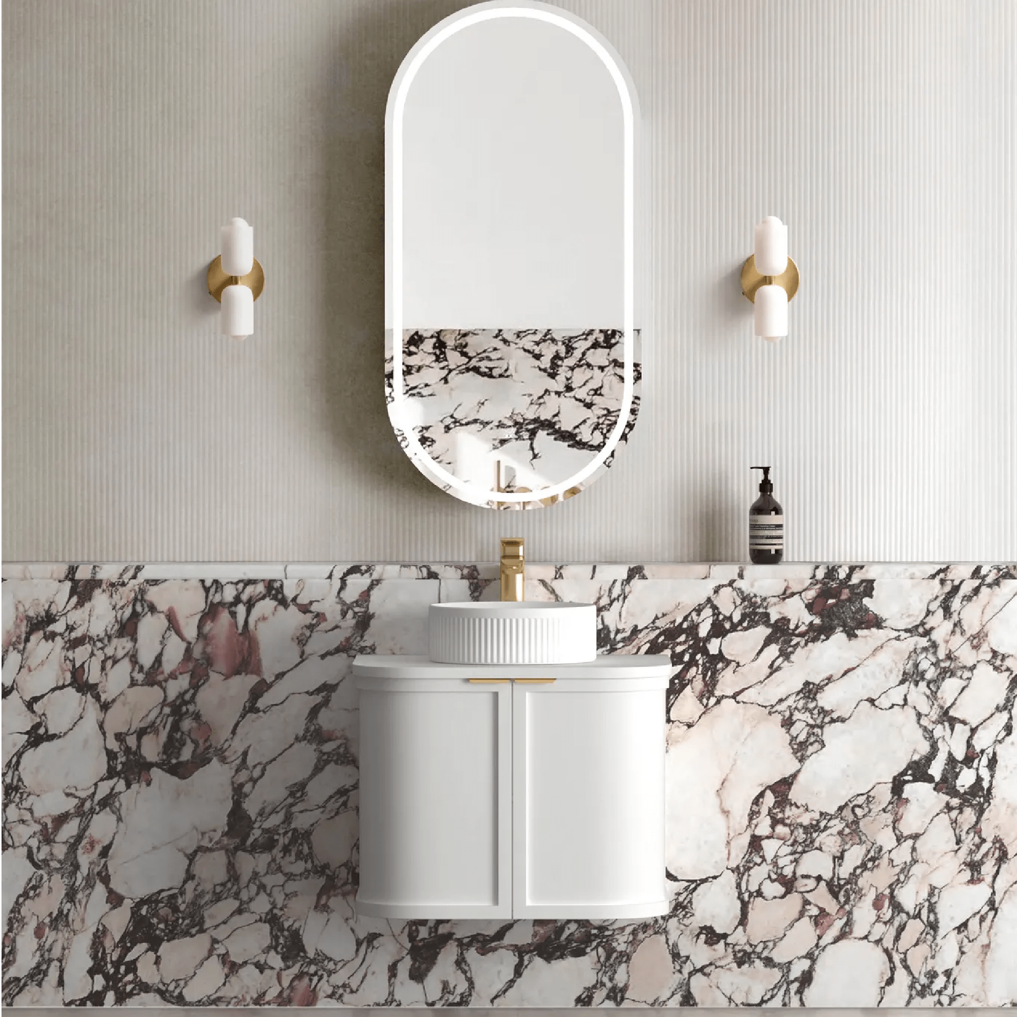 OTTI - Hampshire 600mm Satin White Wall Hung Curve Vanity - Vanities - from our - Otti - supplier–available at Bathroom City Perth