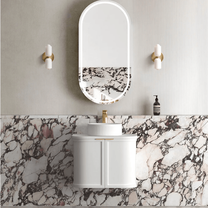 OTTI - Hampshire 600mm Satin White Wall Hung Curve Vanity - Vanities - from our - Otti - supplier–available at Bathroom City Perth