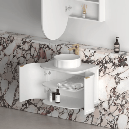 OTTI - Hampshire 600mm Satin White Wall Hung Curve Vanity - Vanities - from our - Otti - supplier–available at Bathroom City Perth