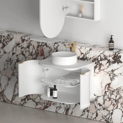 OTTI - Hampshire 600mm Satin White Wall Hung Curve Vanity-Vanities-from our-Otti-supplier–available at Bathroom City Perth