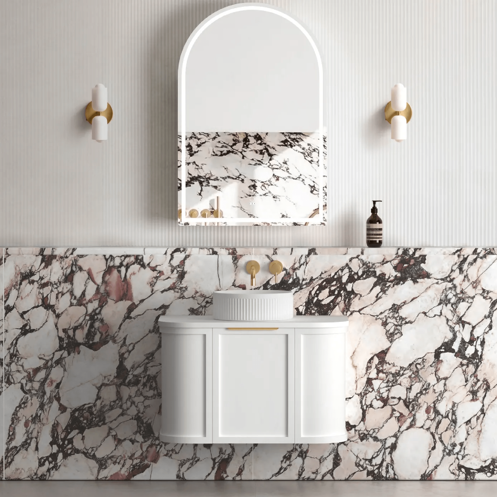 OTTI - Hampshire 750mm Satin White Wall Hung Curve Vanity - Vanities - from our - Otti - supplier–available at Bathroom City Perth