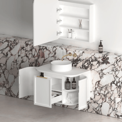 OTTI - Hampshire 750mm Satin White Wall Hung Curve Vanity - Vanities - from our - Otti - supplier–available at Bathroom City Perth