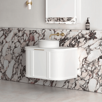 OTTI - Hampshire 750mm Satin White Wall Hung Curve Vanity - Vanities - from our - Otti - supplier–available at Bathroom City Perth