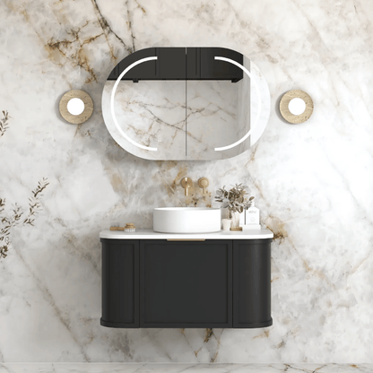 OTTI - Hampshire 900mm Satin Black Wall Hung Curve Vanity - Vanities - from our - Otti - supplier–available at Bathroom City Perth