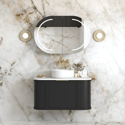 OTTI - Hampshire 900mm Satin Black Wall Hung Curve Vanity-Vanities-from our-Otti-supplier–available at Bathroom City Perth