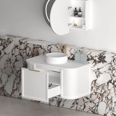 OTTI - Hampshire 900mm Satin White Wall Hung Curve Vanity-Vanities-from our-Otti-supplier–available at Bathroom City Perth