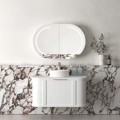 OTTI - Hampshire 900mm Satin White Wall Hung Curve Vanity - Vanities - from our - Otti - supplier–available at Bathroom City Perth