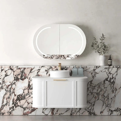 OTTI - Hampshire 900mm Satin White Wall Hung Curve Vanity-Vanities-from our-Otti-supplier–available at Bathroom City Perth