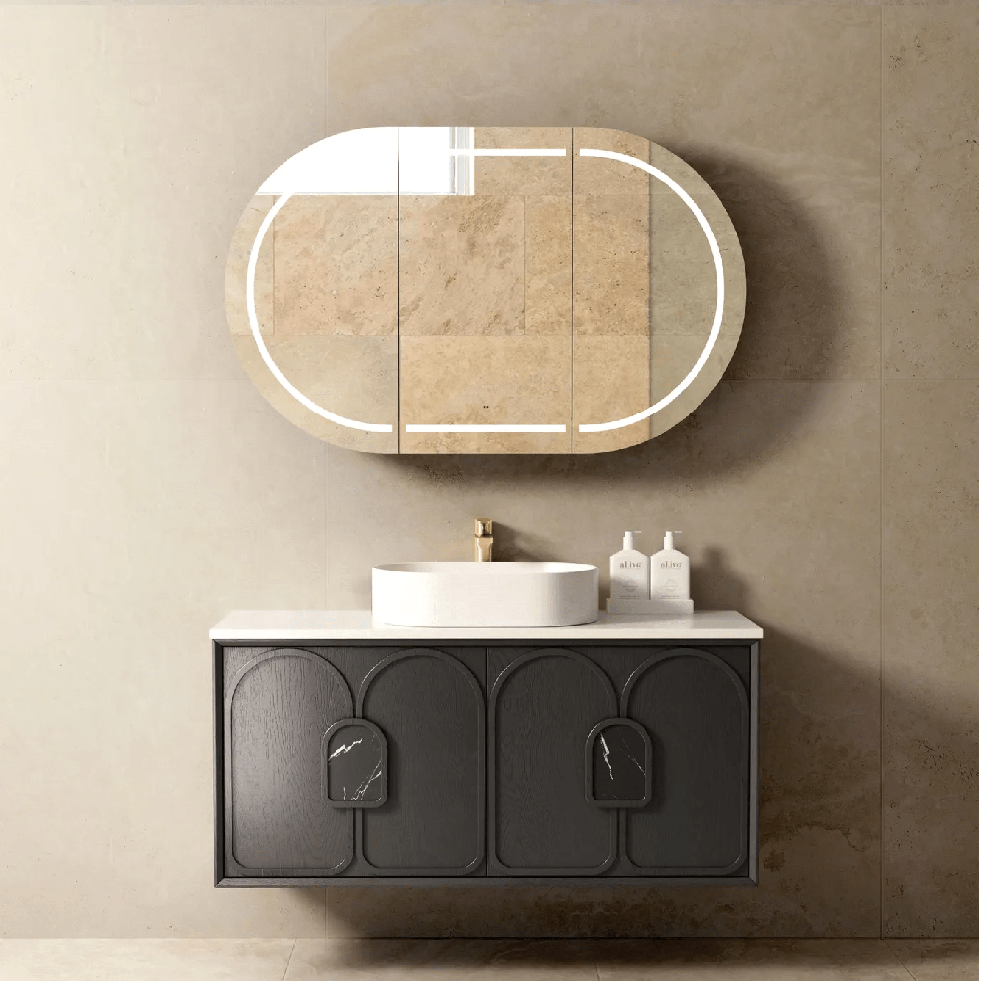 OTTI - Laguna 1200mm Black American Oak Wall Hung Vanity - Vanities - from our - Otti - supplier–available at Bathroom City Perth