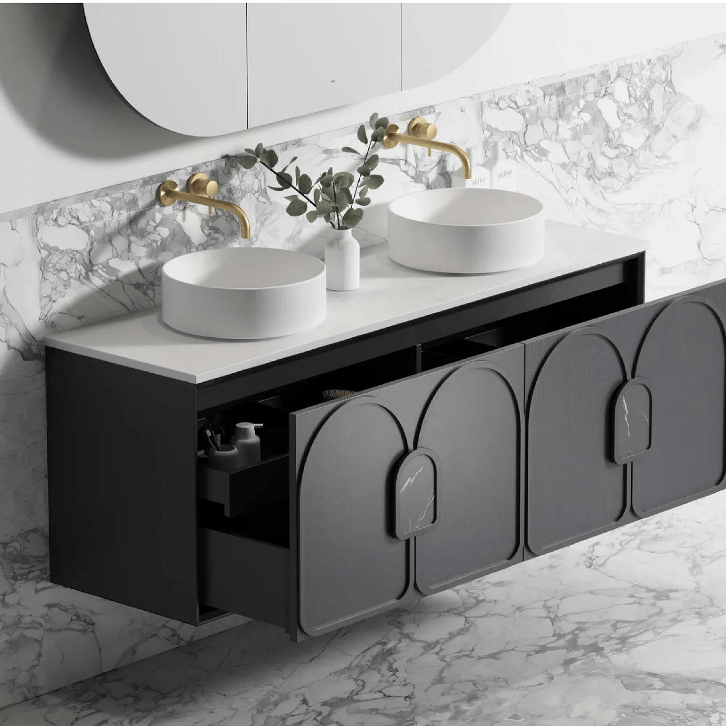 OTTI - Laguna 1500mm Black American Oak Wall Hung Vanity - Vanities - from our - Otti - supplier–available at Bathroom City Perth