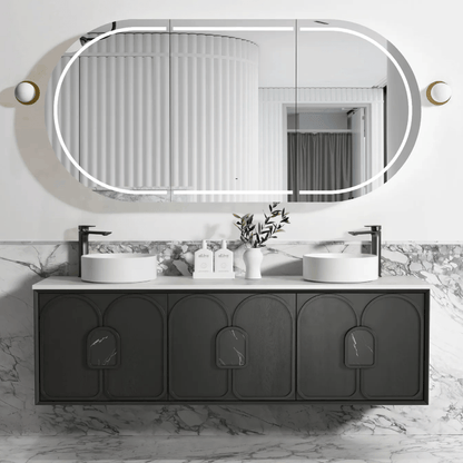 OTTI - Laguna 1800mm Black American Oak Wall Hung Vanity - Vanities - from our - Otti - supplier–available at Bathroom City Perth