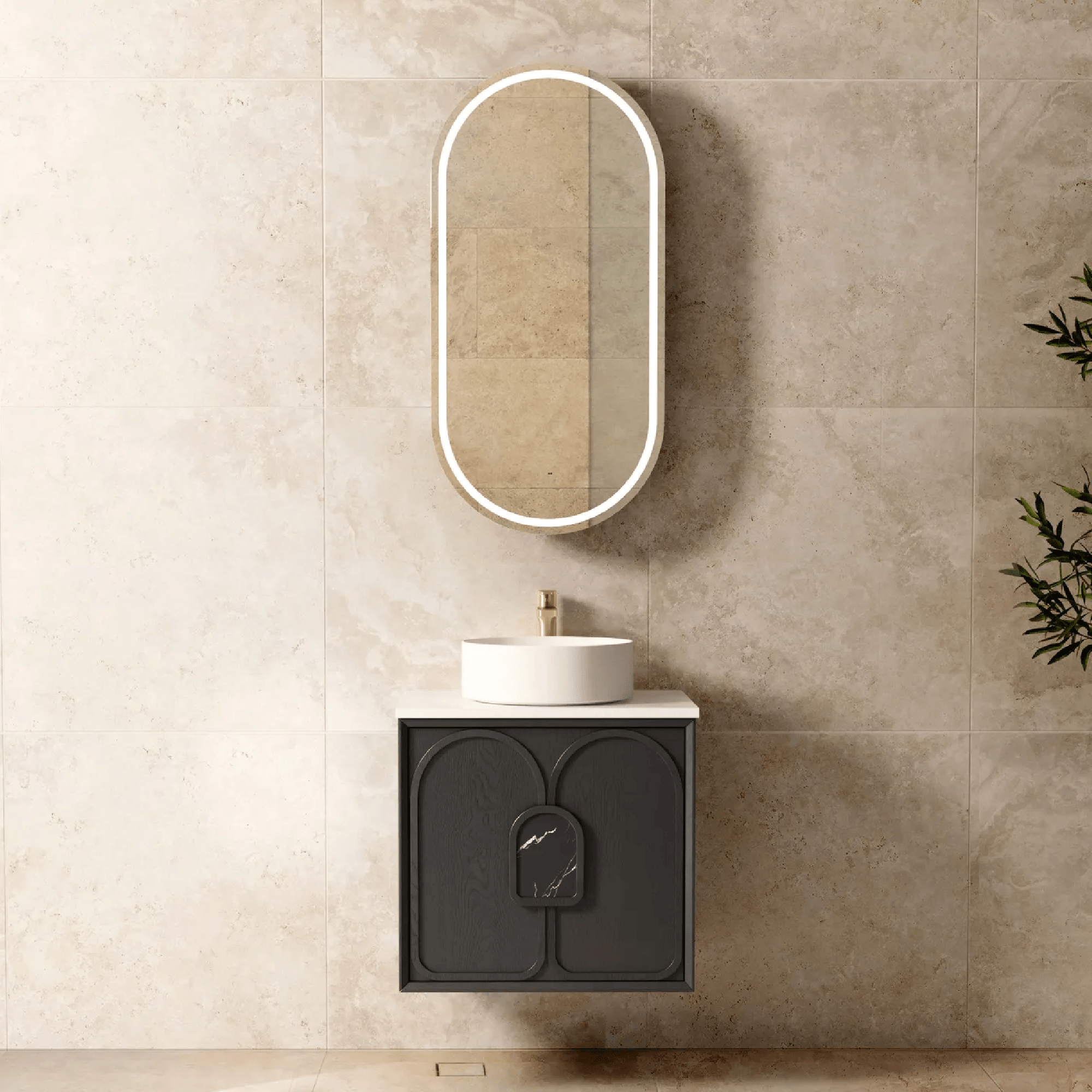 OTTI - Laguna 600mm Black American Oak Wall Hung Vanity - Vanities - from our - Otti - supplier–available at Bathroom City Perth