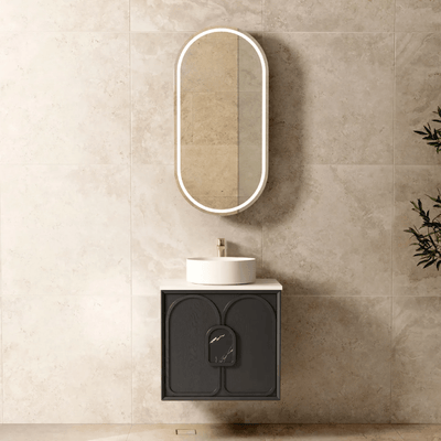 OTTI - Laguna 600mm Black American Oak Wall Hung Vanity - Vanities - from our - Otti - supplier–available at Bathroom City Perth