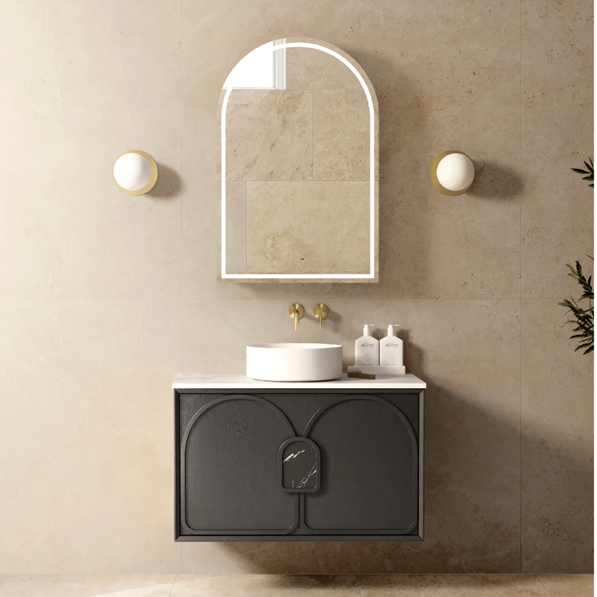 OTTI - Laguna 900mm Black American Oak Wall Hung Vanity - Vanities - from our - Otti - supplier–available at Bathroom City Perth