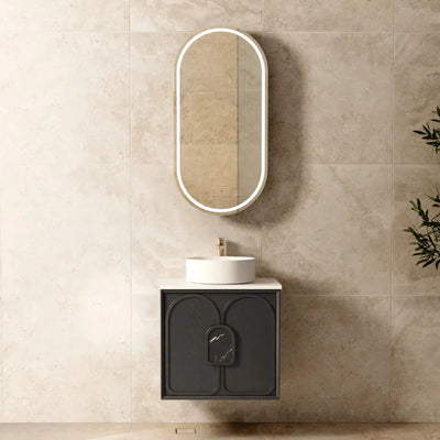 OTTI - Laguna Mark II 600mm Black Oak Wall Hung Vanity-Vanities-from our-Otti-supplier–available at Bathroom City Perth