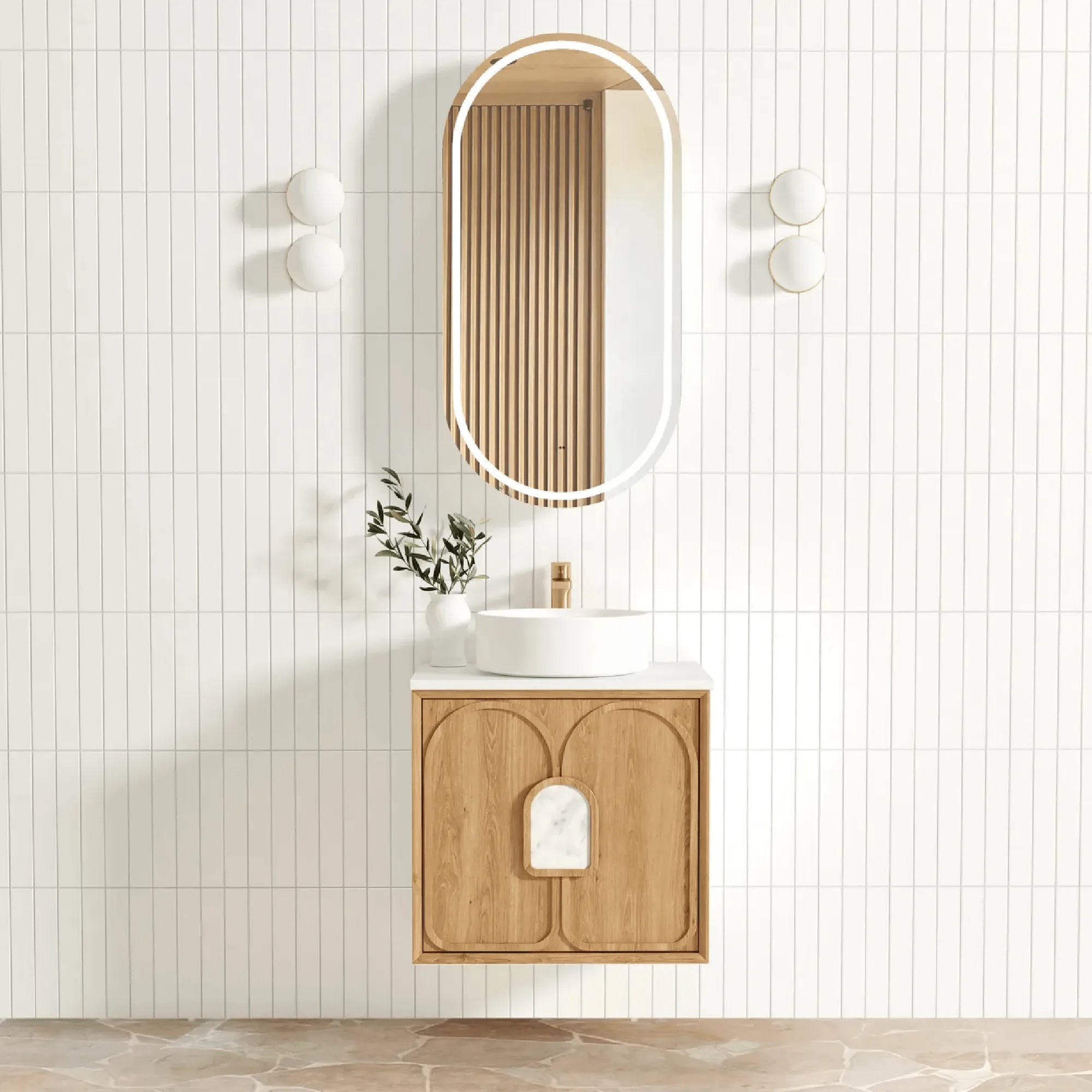 OTTI - Laguna Mark II 600mm Woodland Oak Wall Hung Vanity-Vanities-from our-Otti-supplier–available at Bathroom City Perth