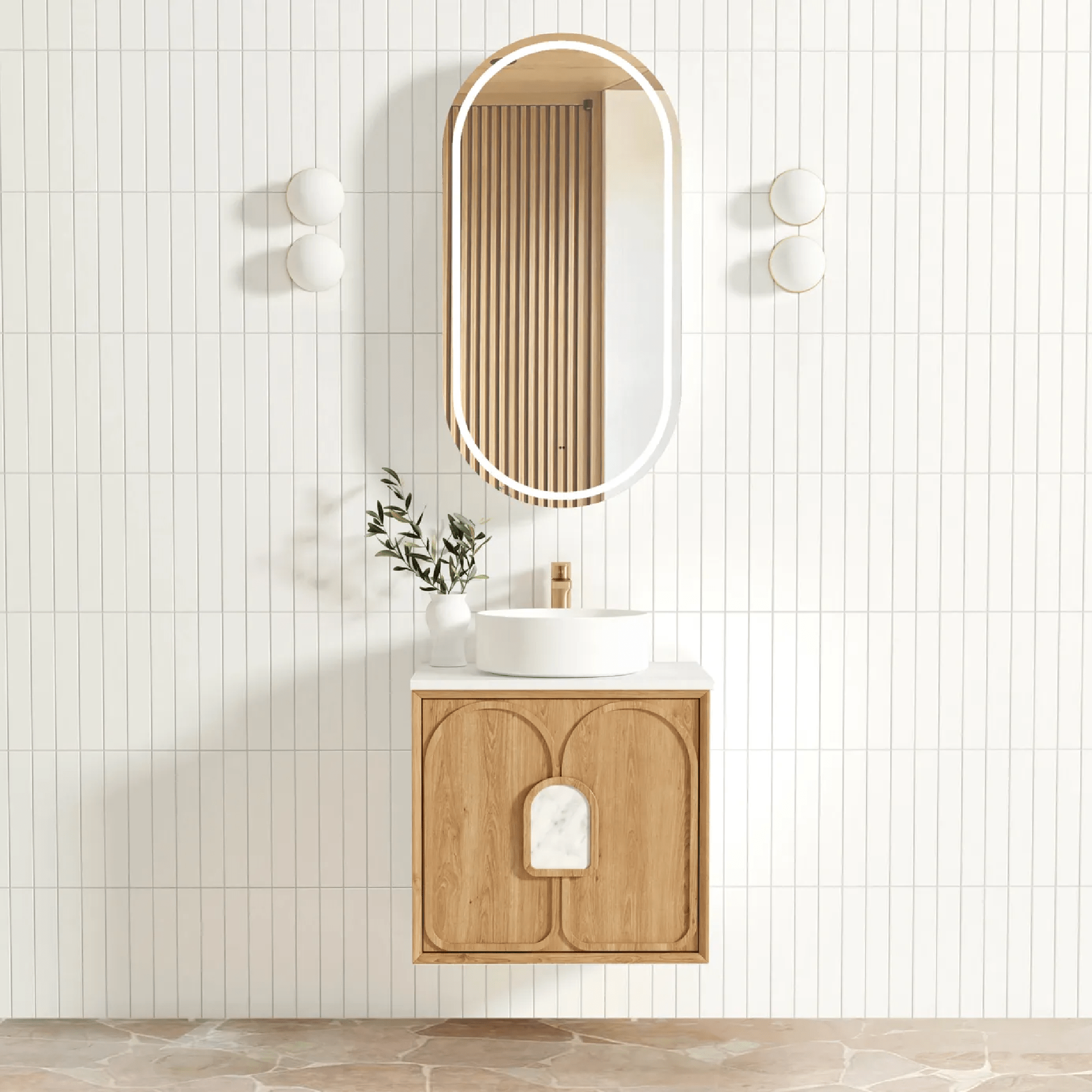 OTTI - Laguna Mark II 600mm Woodland Oak Wall Hung Vanity - Vanities - from our - Otti - supplier–available at Bathroom City Perth