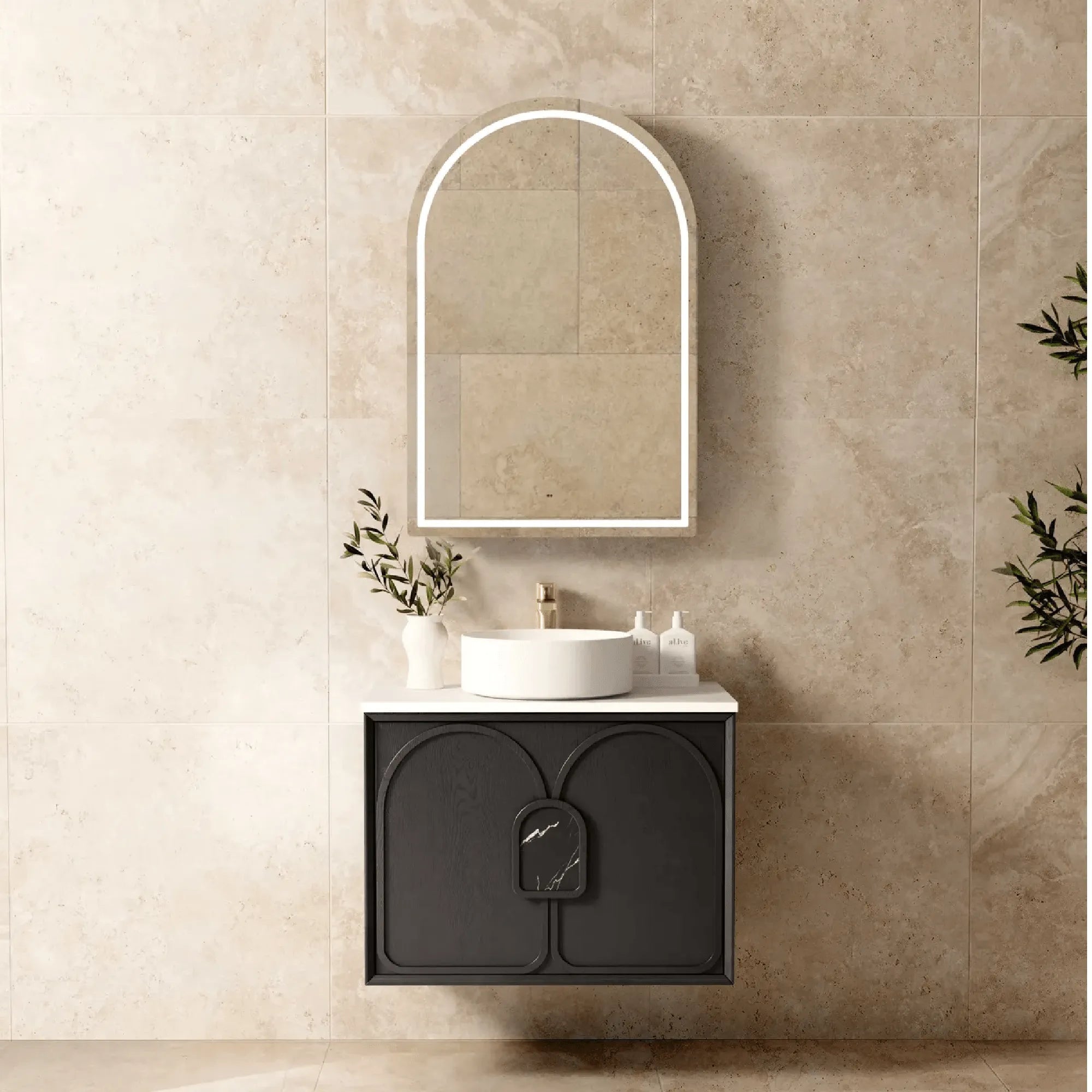 OTTI - Laguna Mark II 750mm Black Oak Wall Hung Vanity-Vanities-from our-Otti-supplier–available at Bathroom City Perth