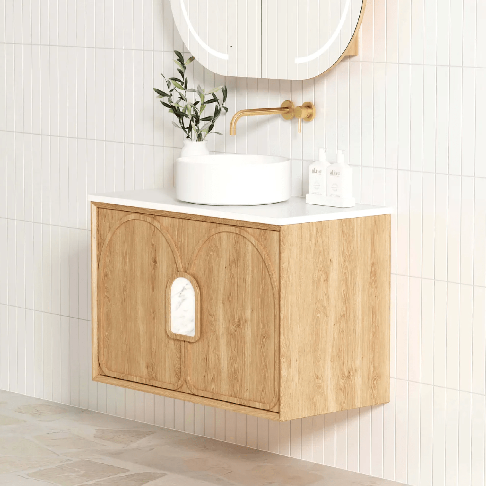 OTTI - Laguna Mark II 900mm Woodland Oak Wall Hung Vanity - Vanities - from our - Otti - supplier–available at Bathroom City Perth