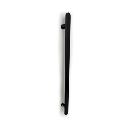 RADIANT - BLK - FVTR - 930 Heated Vertical Flat Bar Towel Rail 50x930mm Matt Black - Heated Towel Rails - from our - Radiant - supplier–available at Bathroom City Perth