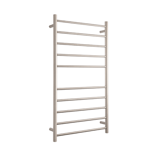 RADIANT - BN - RTR02 Heated Round Ladder 600x1100mm Brushed Nickel - Heated Towel Rails - from our - Radiant - supplier–available at Bathroom City Perth