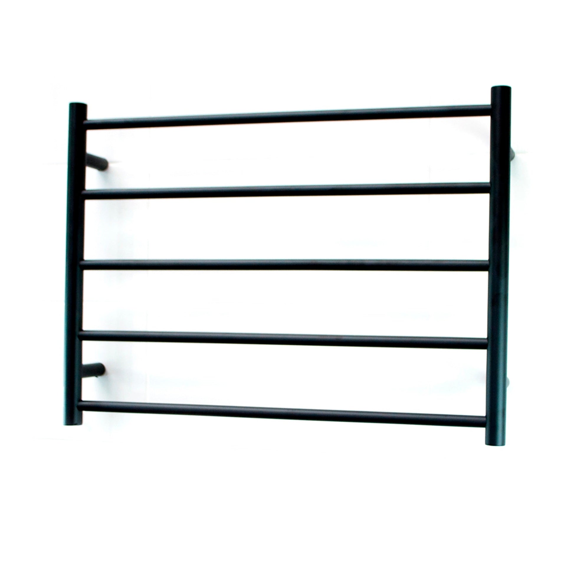RADIANT - BRTR03 - HEATED ROUND LADDER 750 X 550 MM MATT BLACKHeated Towel Rails – available at Bathroom City Perth
