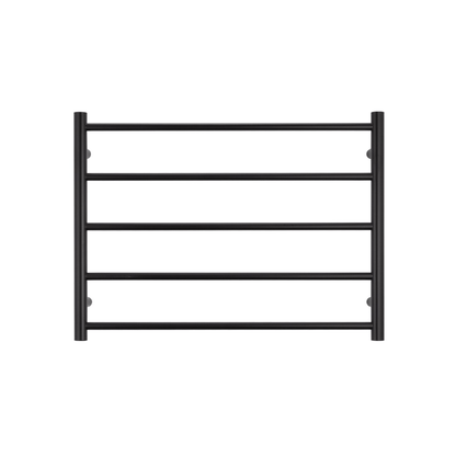 RADIANT - BRTR03 Heated Round Ladder 750x550mm Matt Black - Heated Towel Rails - from our - Radiant - supplier–available at Bathroom City Perth