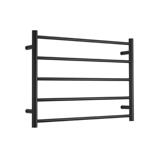 RADIANT - BRTR03 Heated Round Ladder 750x550mm Matt Black - Heated Towel Rails - from our - Radiant - supplier–available at Bathroom City Perth